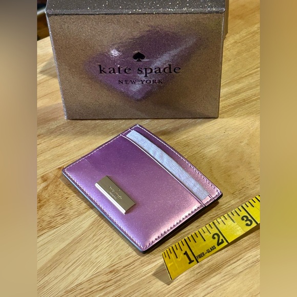 Kate Spade Kenzie Metallic Quartz Pink Card Holder Wallet in Box NWT - Picture 8 of 8